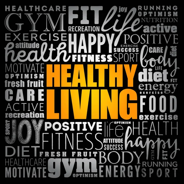 Healthy Living word cloud collage — Stock Vector