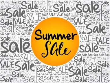 Yaz Satılık kelime bulutu arka plan