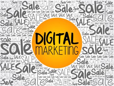 Dijital pazarlama kelime bulutu kolaj