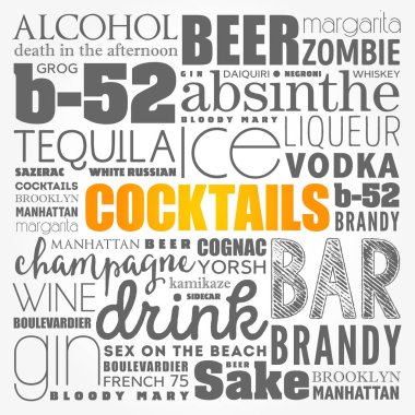 Farklı kokteyller ve malzemeler