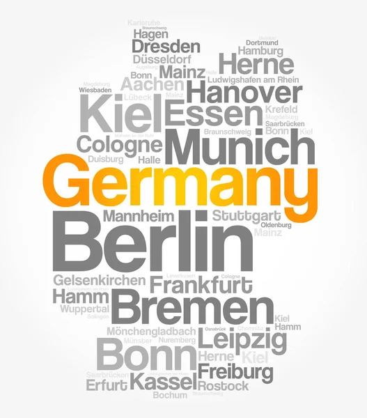 List of cities and towns in GERMANY — Stock Vector