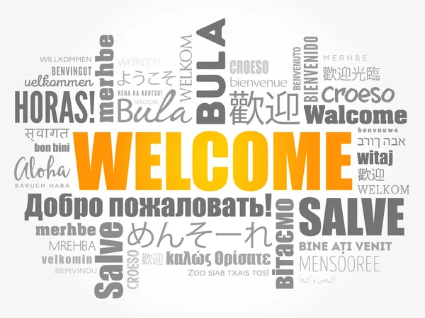 Üdvözlő szófelhő különböző nyelveken — Stock Vector