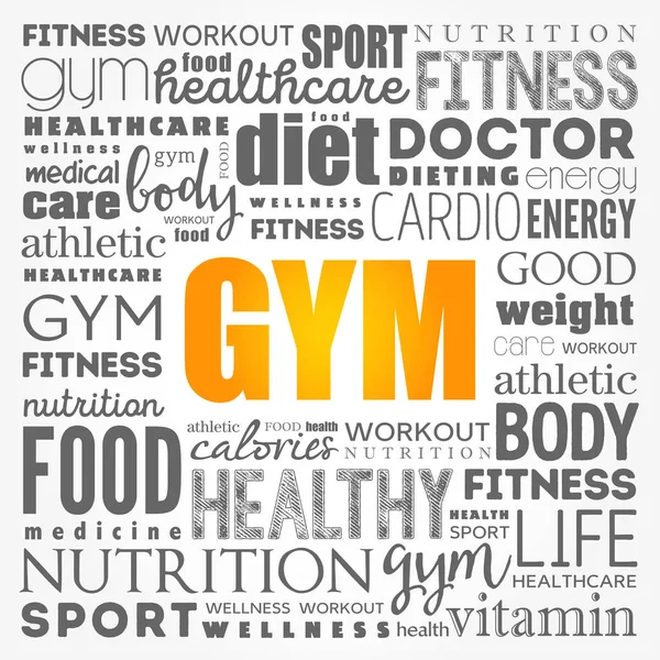 GYM word cloud collage background — Stock Vector