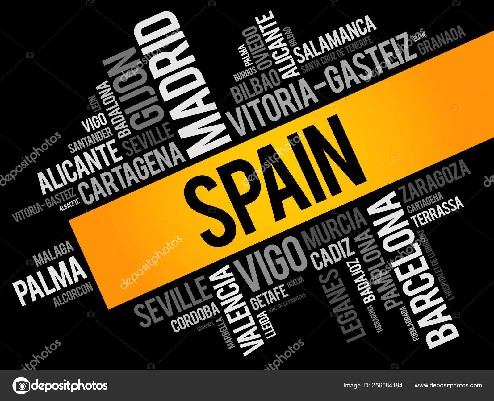 List of cities in Spain word cloud Stock Vector by ©dizanna 256584194