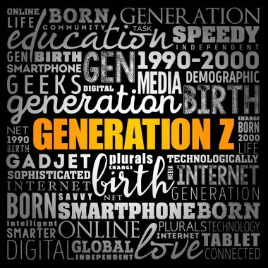 Generation Z Word Cloud collage clipart