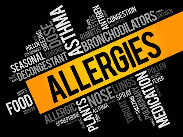 アレルギーの単語の雲のコラージュ — ストックベクタ