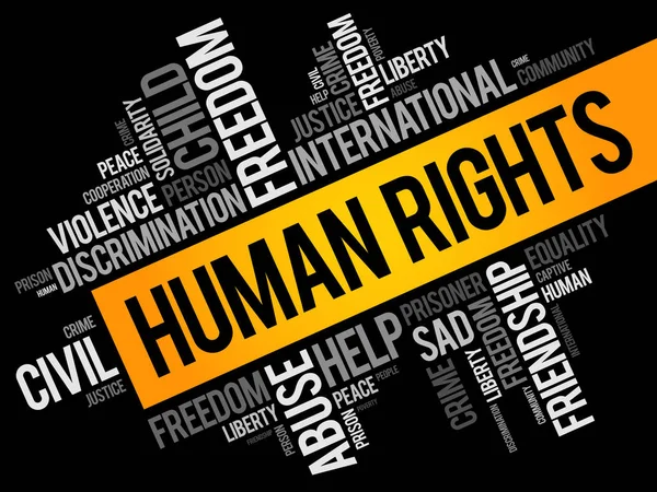 Collage di parole sui diritti umani cloud — Vettoriale Stock