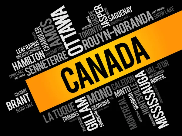 Lista de cidades em Canadá — Vetor de Stock