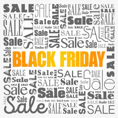 Siyah Cuma satış kelime bulutu kolaj