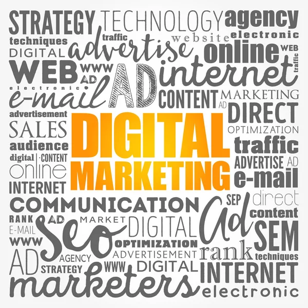 Digitales Marketing Word Cloud Collage — Stockvektor