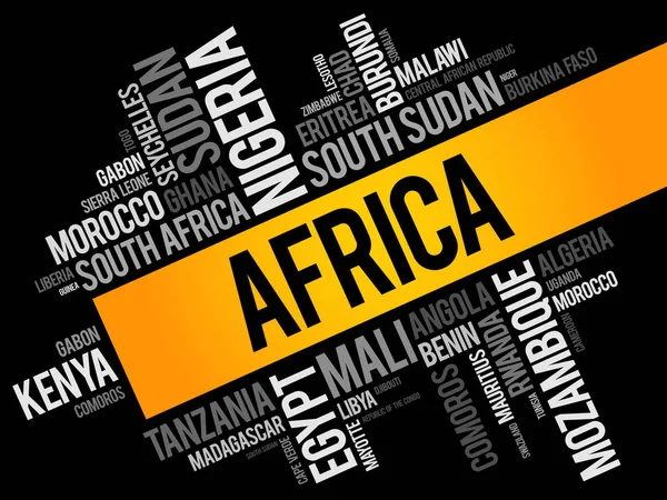 List of African countries word cloud — Stock Vector