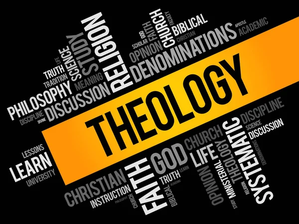 Teología palabra nube collage — Archivo Imágenes Vectoriales