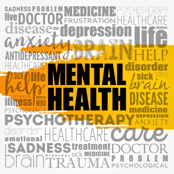 Salud mental palabra nube collage — Vector de stock