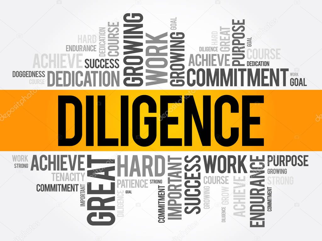 Diligence word cloud collage