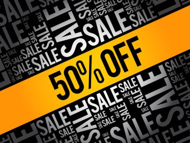 % 50 satış kelime bulutu kolaj