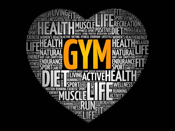 GYM heart word cloud, fitness — Stock Vector