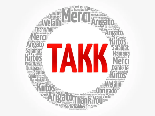 Takk (Gracias en islandés) Word Cloud — Vector de stock