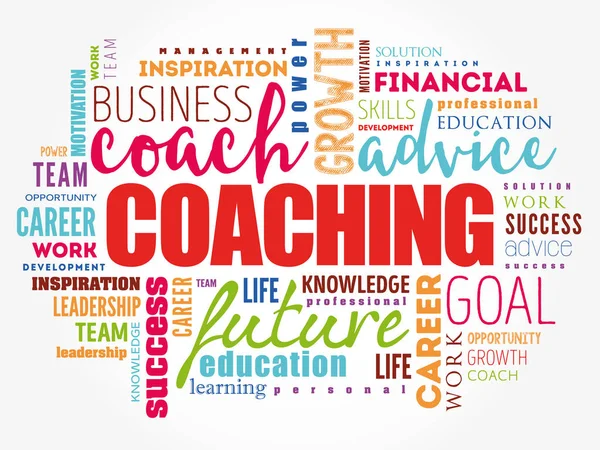 COACHING parola collage nuvola — Vettoriale Stock