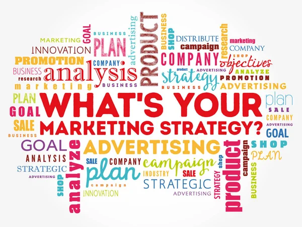 Cuál es tu estrategia de marketing word cloud — Vector de stock