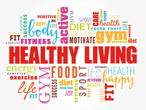 Healthy Living word cloud collage — Stock Vector