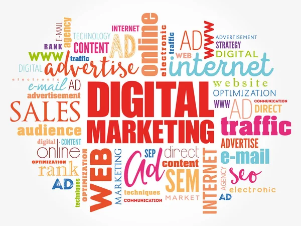 Digitales Marketing Word Cloud Collage — Stockvektor