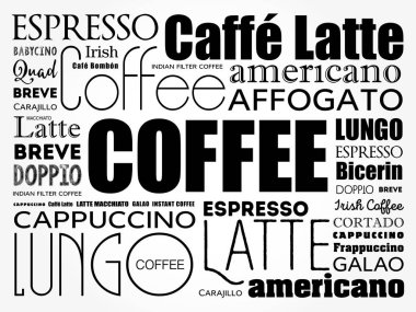 Kelime bulutu listesi kahve içer