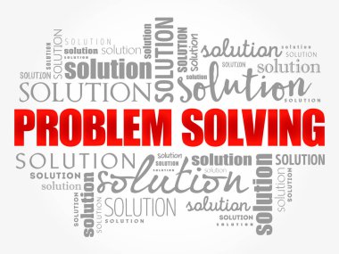 Problem çözme yardım kelime bulutu kolaj