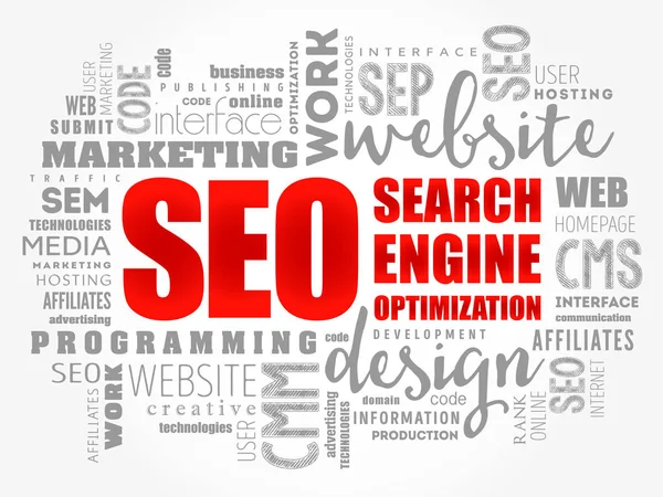 SEO (Search Engine Optimization) word cloud — Stock Vector
