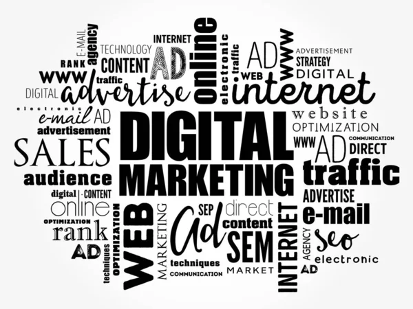 Marketing Digital palavra nuvem colagem —  Vetores de Stock