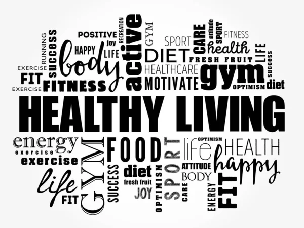 Healthy Living word cloud collage — Stock Vector