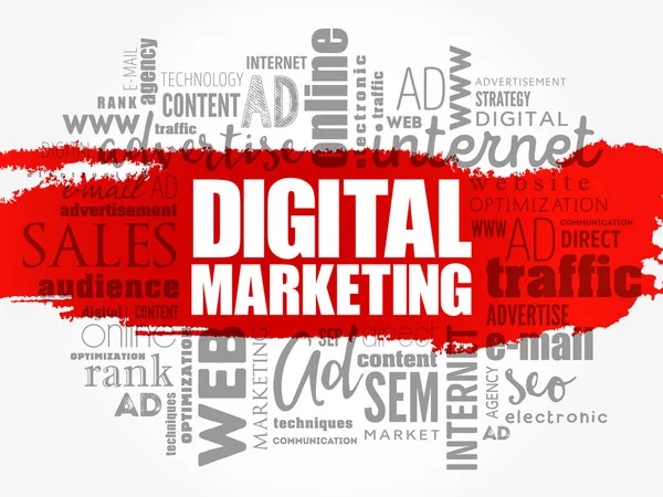 Digitales Marketing Word Cloud Collage — Stockvektor