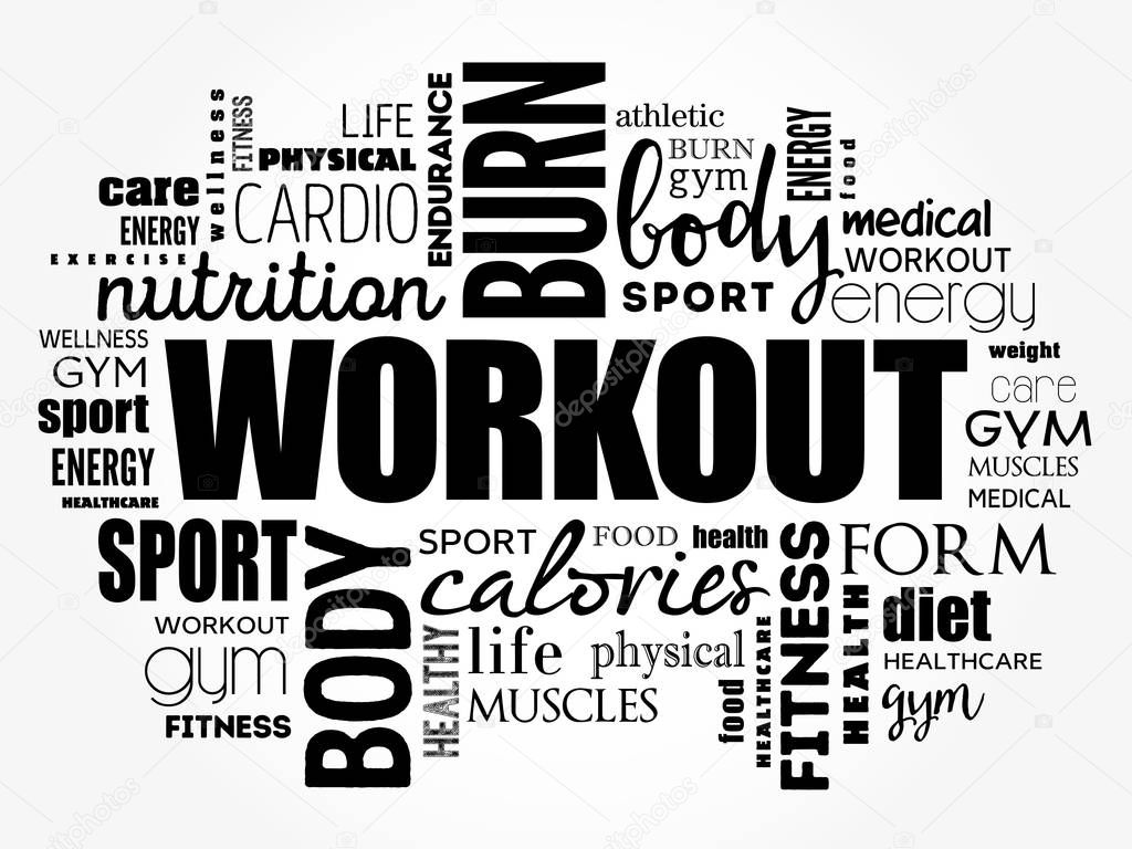 WORKOUT word cloud collage