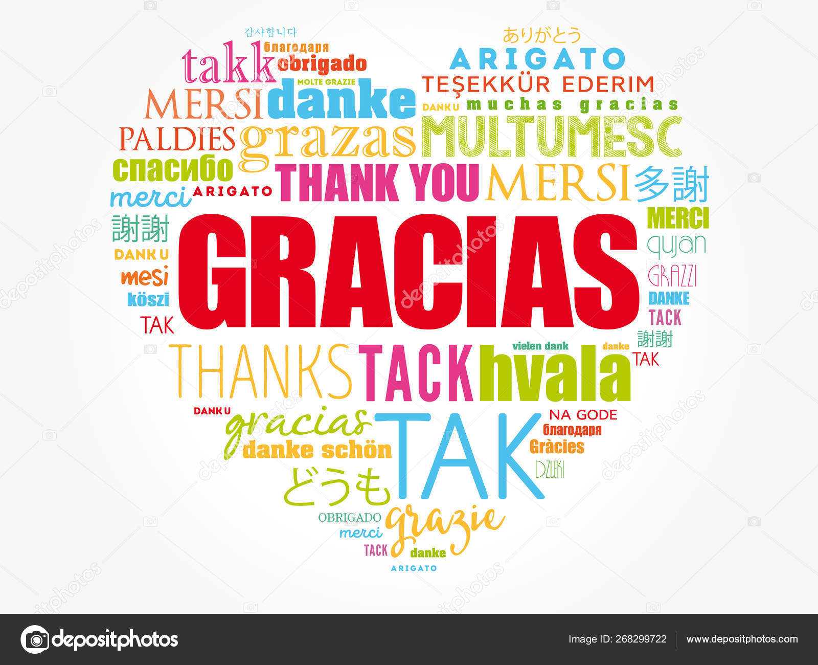 Gracias Thank You In Spanish Love Heart Vector Image By C Dizanna Vector Stock