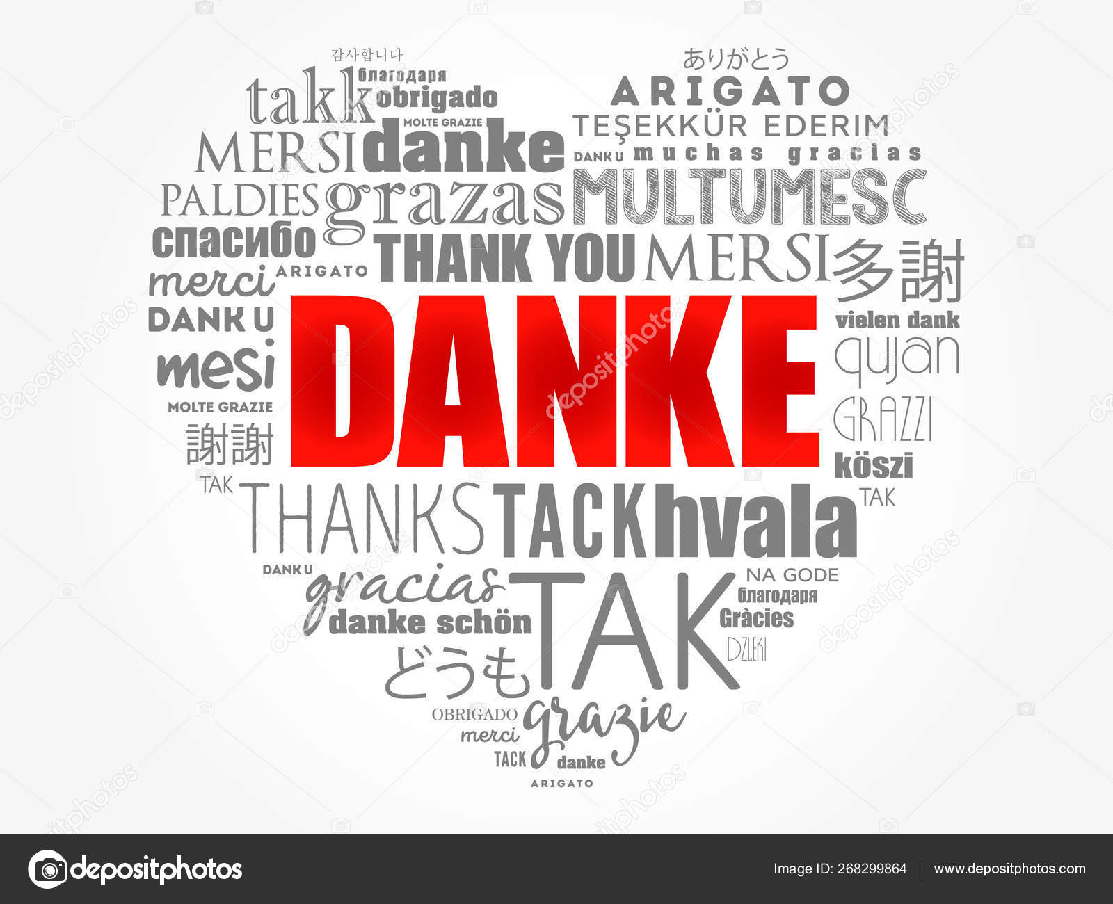 Danke Thank You In German Love Heart Stock Vector C Dizanna