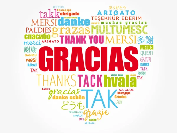 Gracias (Thank You in Spanish) love heart — Stock Vector