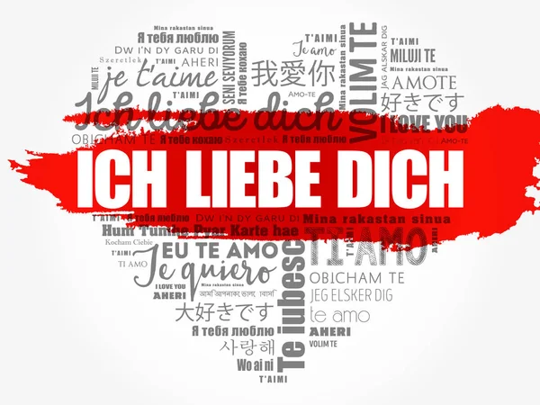 ICH LIEBE DICH (Te amo en alemán ) — Vector de stock