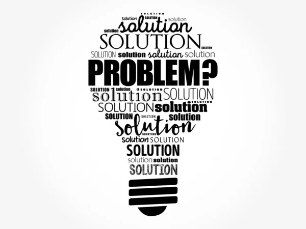 Problem and solution light bulb word cloud — Stock Vector