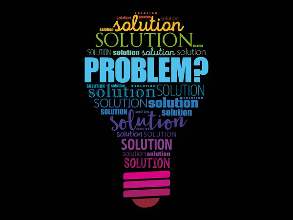 Problem and solution light bulb word cloud — Stock Vector