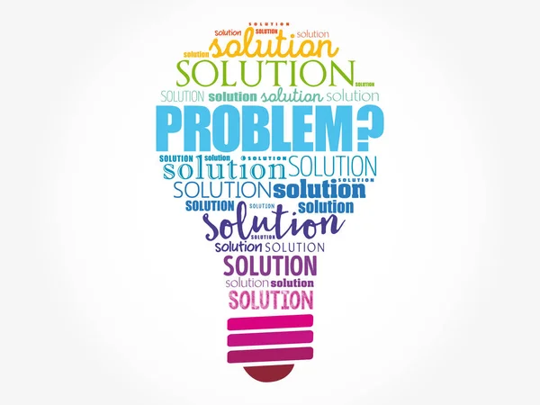 Problem and solution light bulb word cloud — Stock Vector