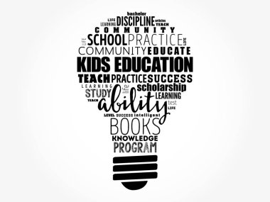 Çocuk eğitim ampul kelime bulut