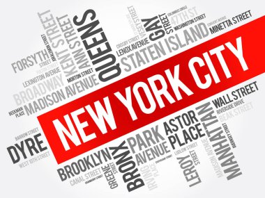 New York 'taki Sokaklar listesi, kelime bulutu