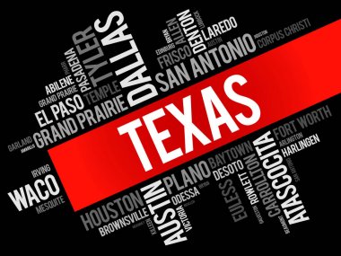 Texas ABD devlet word bulut'daki şehirler listesi