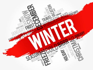 Winter word cloud collage clipart