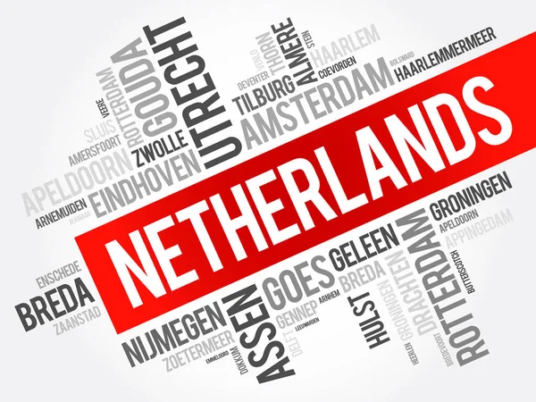 Lista de ciudades en Países Bajos — Vector de stock