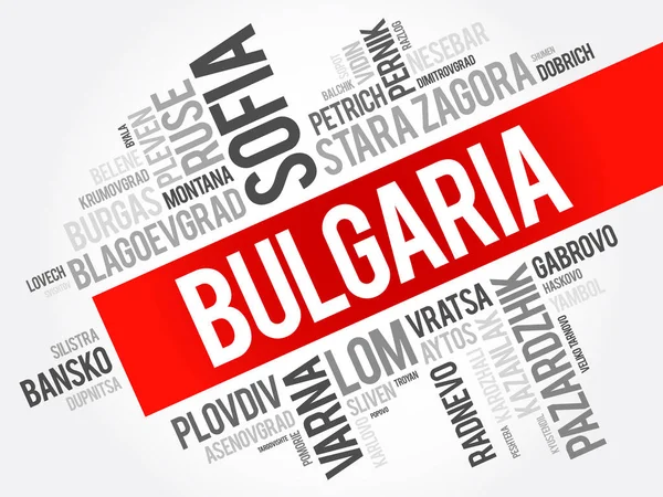 Lista de ciudades en Bulgaria — Vector de stock