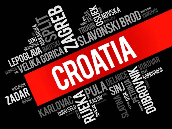 Lista de ciudades en Croacia — Vector de stock