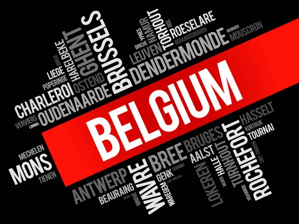 Lista de ciudades en Bélgica — Vector de stock