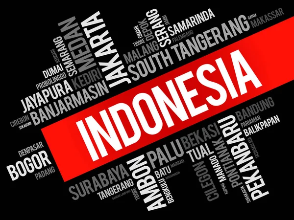 Lista miast i miast w Indonezji — Wektor stockowy