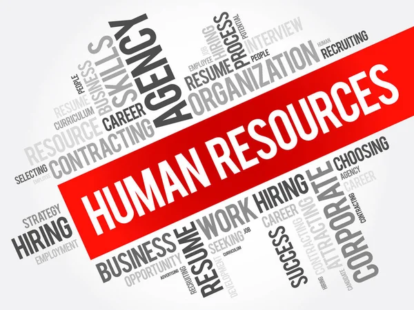 HR - Людські ресурси слово хмарний колаж — стоковий вектор