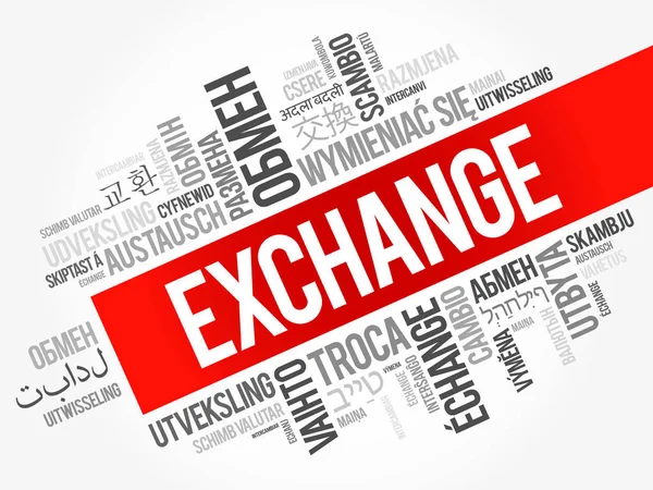 Exchange szó felhő, különböző nyelveken — Stock Vector